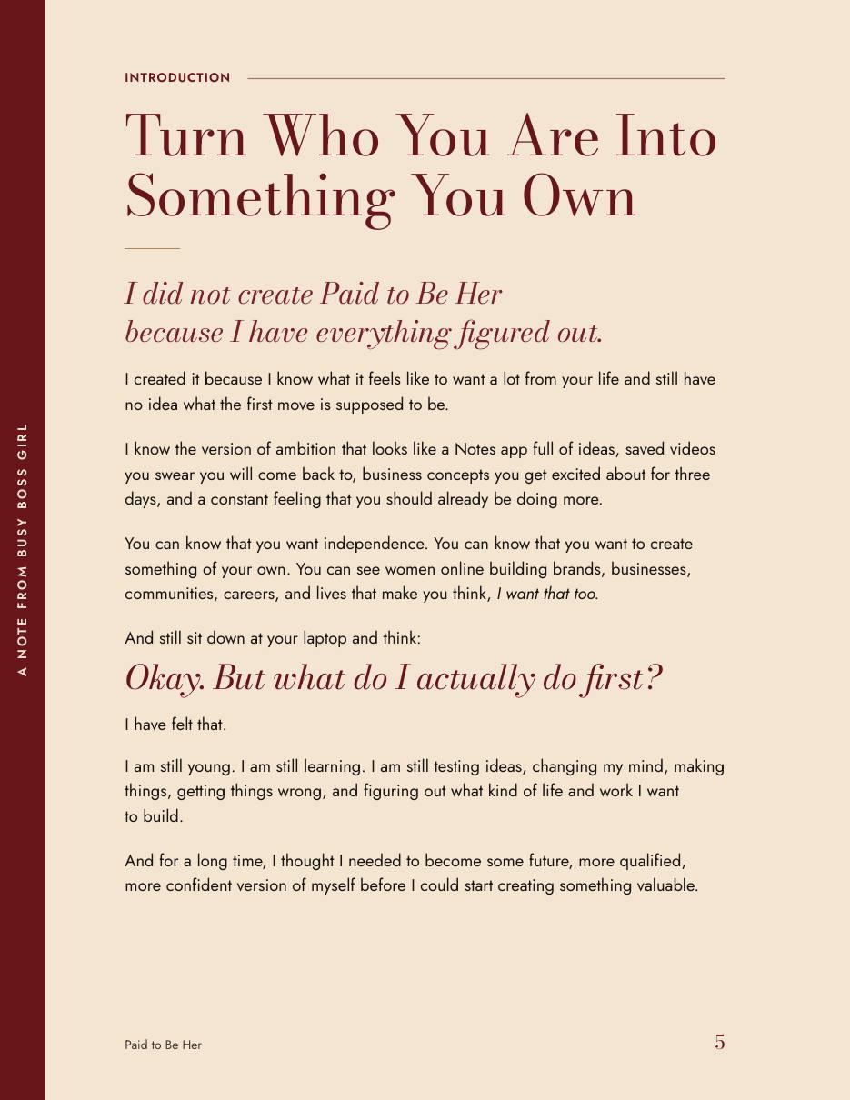 Page from Paid to Be Her, introduction